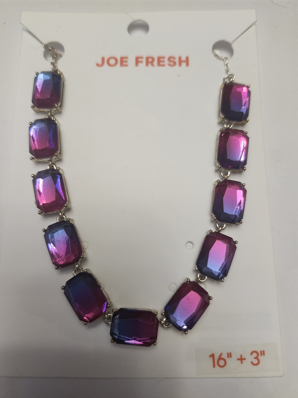 Joe Fresh Two-Tone Purple and Pink Faceted Necklace New